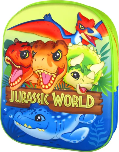 Kinderrucksack 3D Jurassic World - Original Lizenzprodukt - Schulranzen mit 3D Optik, ideal für Kinder ab 3 Jahren. Perfekt für Kindergarten, Ausflüge und Reisen. Leicht gepolsterte Gurte, anpassbar an die Größe des Kindes. Fassungsvermögen ca. 5 Liter.