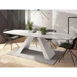 WFL Group Esstisch Ecru, Oval 80x76x160 cm - Eleganter Esstisch aus Holzwerkstoff, ideal für moderne Interieurs. Mit Ausziehfunktion für mehr Platz bei Familienfeiern und geschäftlichen Anlässen.