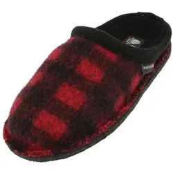 Haflinger Flair Plaid Pantoffeln Slipper aus gewalkter Wolle Karomuster Unisex Hausschuh rot 39 EU