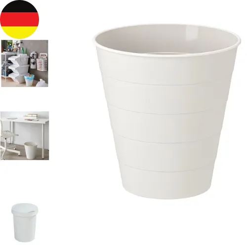 Krüger Mülleimer mit Deckel 10L - Emaillierter Emaille Eimer - Haushaltszubehör - 10L emaillierter Mülleimer mit Deckel, ideal für vielseitigen Einsatz, auch für Öl und Asche, mit praktischem Holzgriff.