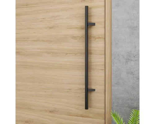 Ms Beschläge Außentürbeschlag Stoßgriff Schwarz 300mm - Modernes Design für Ihre Haustür: Der hochwertige Stoßgriff aus pulverbeschichtetem Edelstahl in Schwarz (RAL9005) überzeugt durch seine feinstrukturierte Oberfläche und ist für verschiedene Türmaterialien geeignet.