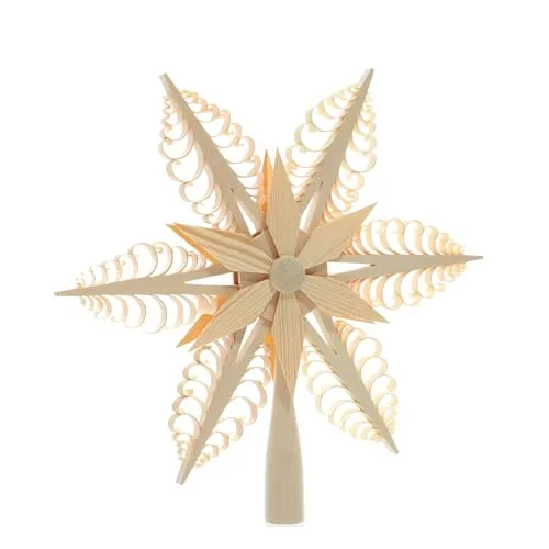 Rudolphs Schatzkiste Christbaumspitze - Traditionelle Weihnachtsbaumspitze aus Seiffen, handgefertigt aus Lindenholz. Ein einzigartiges Kunstwerk für Fenster und Wand, perfekt für festliche Dekoration.