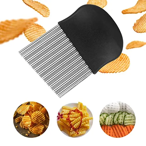 HIMKI Pommes Wellenschneider Edelstahl Wellenmesser Pommes Frites Schneider Kartoffel Riffelmesser für Pommes, Obst, Gemüse, Salat usw