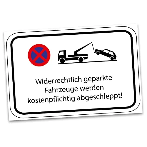 Hinweisschild 20x30cm Alu Verbundplatte für Zaun Tor Tür Pfosten wetterfest robustes Aluminium Schild Parkplatzschild langlebig (03 Parkverbot quer)