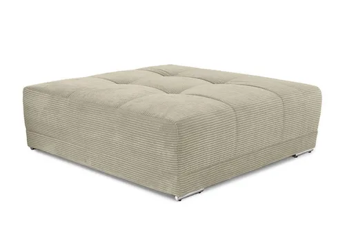 XXL-Hocker 120 cm x 120 cm mit Federkernpolsterung - Hocker für Wohnzimmer mit hochwertiger Federkernpolsterung für perfekten Sitzkomfort. Modischer Cord-Bezug in Beige Grau, ideal zur Ergänzung Ihres Big Sofas.