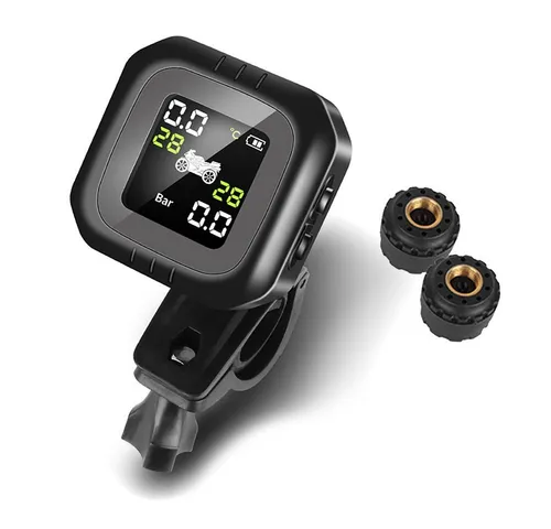 Tourtecs TPMS Reifendruckkontrollsystem - Helmvisiere mit Temperaturmesser für präzise Luftdruck- und Temperaturkontrolle. Beleuchtete LCD-Anzeige, wasserabweisendes Gehäuse und USB-wiederaufladbar für optimale Sicherheit auf jeder Fahrt.