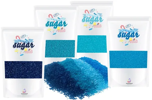 Zucker Set Blau 4 x 100g Dekorzucker Glitzerzucker auch für Zuckerwatte Popcorn