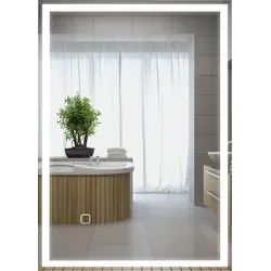 HOMCOM Badspiegel mit LED-Leuchte 80 x 60 cm - Eleganter Badezimmerspiegel mit IP44 Schutz, der beschlagfrei bleibt und durch seinen Touchschalter bequem zu bedienen ist. Ideal für jedes Badezimmer!