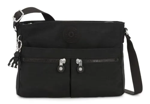 Kipling New Angie Kleine Umhängetasche - Black Noir (Schwarz) - Messenger-Bags: Praktische Umhängetasche mit 2 Steckfächern und 4 Reißverschlussfächern, ideal für den täglichen Gebrauch und stylisch aus Nylon gefertigt.