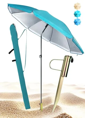 Menz Sonnenschirm Strand im 3er-Set, Türkis in türkis von Menz