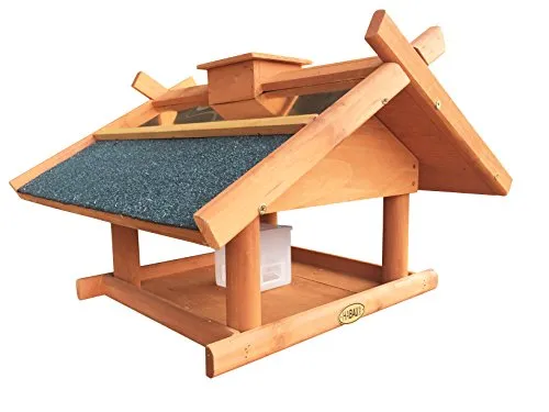 HABAU Vogelhaus Helgoland aus Holz - Futterhaus mit Silo und Ständer