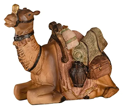 MaMeMi KRIPPENFIGUR Kamel, sitzend [Höhe 9 cm, handbemalt aus KUNSTHARZ] – Hochwertiges KRIPPENTIER & KRIPPENZUBEHÖR für ORIENTALISCHE WEIHNACHTSKRIPPEN