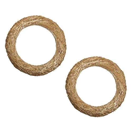 DekoPrinz® Strohkränze, 2 Stück | ø 20 cm Durchmesser | 3 cm Stärke | Strohrömer, Türkranz, Deko-Kranz, Kranz-Rohling, Strohring