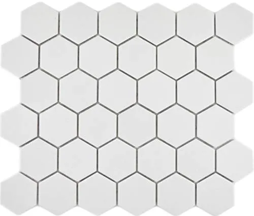Hexagonale Sechseck Mosaik Fliese Keramik weiß R10B Duschtasse Bodenfliese Mosaikfliese Rutschsicher Badfliese WC - MOS11H-0111-R10