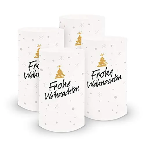 itenga 6X Windlicht Tischlicht aus Folie I Weihnachten Weihnachtsmotive I 6cm Durchmesser 10cm hoch I geeignet für Teelichter oder LED-Kerzen (Motiv Frohe Weihnachten)