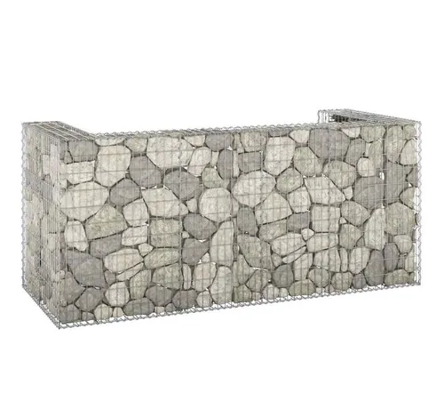 furnicato Gabionenzaun Mülltonnenverkleidung 254 x 100 x 110 cm Silbern