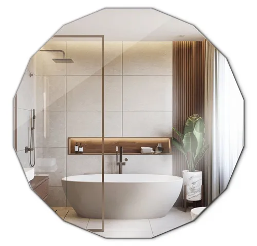 Tulup Polygonaler Wandspiegel 50 cm x 50 cm - Dekorativer hängender Spiegel für das Badezimmer, ideal für stilvolle Akzente und platzsparend. Elegantes Design in praktischer Größe.