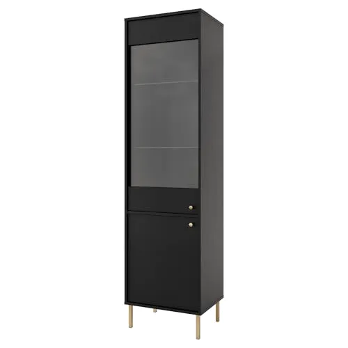 Masseno Glasvitrine Torino Standvitrine, Wohnzimmer Vitrine, Modern Vitrinenschrank, 51,8x40,8x195cm, Graphitfarben