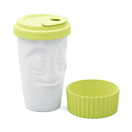 FIFTYEIGHT PRODUCTS Becher ToGo Lecker - 400ml Porzellan Becher in Limette, bruchsicher und ideal für unterwegs, Made in Germany