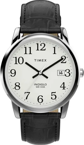 Timex Quarzuhr EASY READER CLASSIC TW2W95400VV - Armbanduhren mit elegantem Design, Quarz-Antrieb und praktischem Datum, ideal für Herren und Damen. Wasserdicht bis 3 bar und mit strapazierfähigem Lederarmband.