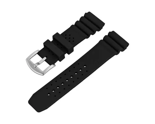 Tauchmeister PU-Armband Ersatzband 24 mm - Sportliches 24 mm PU-Armband in schwarz mit Dornschließe, ideal für Taucheruhren und Armbanduhren, bietet hohe Flexibilität und Komfort.