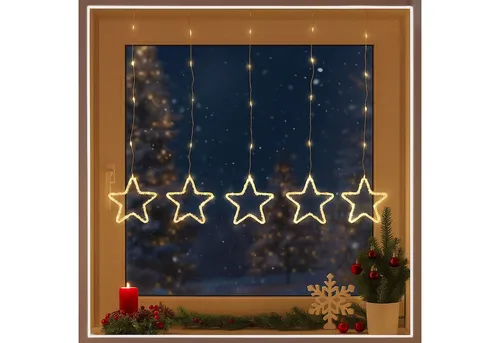 Gravidus LED-Lichtervorhang LED Sternenvorhang warmweiß 100 LEDs Batteriebetrieb Timer 100x65cm