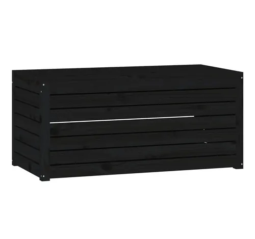 Gartenbox Schwarz 101x50,5x46,5 cm aus Massivholz Kiefer - Praktische Auflagenbox aus robustem Kiefernholz in elegantem Schwarz, ideal für die Aufbewahrung von Gartenutensilien und Sitzauflagen.