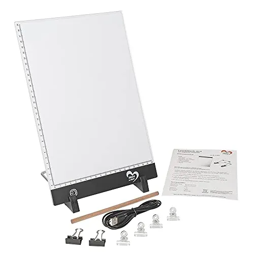 Ideen mit Herz LED-Leuchttisch mit neigbarem Aufsteller | DIN A4 | 3 Helligkeitsstufen | Inkl. USB-Kabel und Zubehör