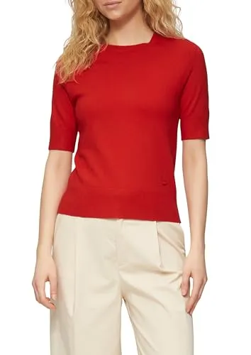 s.Oliver Kurzärmeliger Strickpullover aus Viskosemix in Rot, Größe 44 - Damenpullover mit Slim Fit und Rundhalsausschnitt, aus weichem Viskosemix, ideal für lässige Looks und angenehmen Tragekomfort.