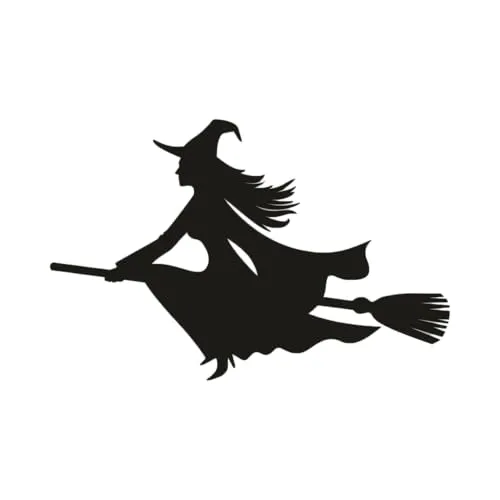 iSecur Auto-Aufkleber Hexe auf Besen I 50 cm I Schwarz I Fahrzeug-Aufkleber I Auto Sticker I Wohnmobil I Halloween I kleine Hexe I kfz338