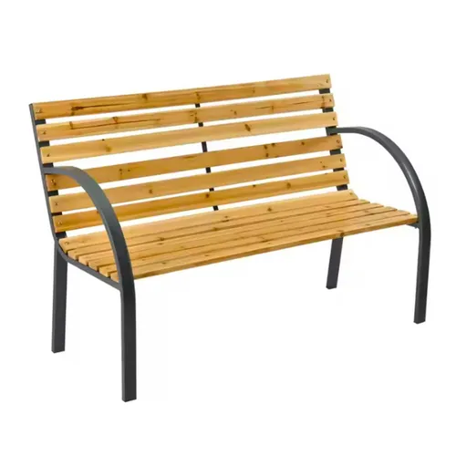 Gartenbank aus Holz mit hoher Rückenlehne