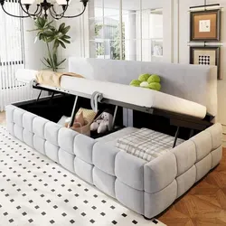 Polsterbett Sofabett 90x200 cm mit hydraulischem Stauraum