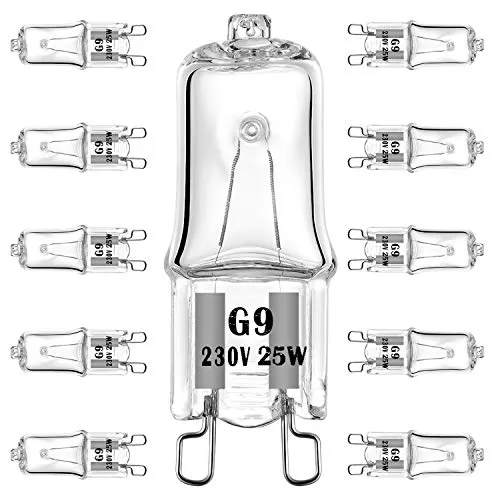 EKSAVE Halogenlampe G9 25W 230V 2-polige Ersatzlampe, variable Intensität, warmweiß (10-Packungen)