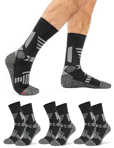 OCERA 3 Paar Hochleistungs-Funktionssocken für Damen und Herren: Perfekt für Motorradfahren, Wandern und Sport, in grau Größe 35-38