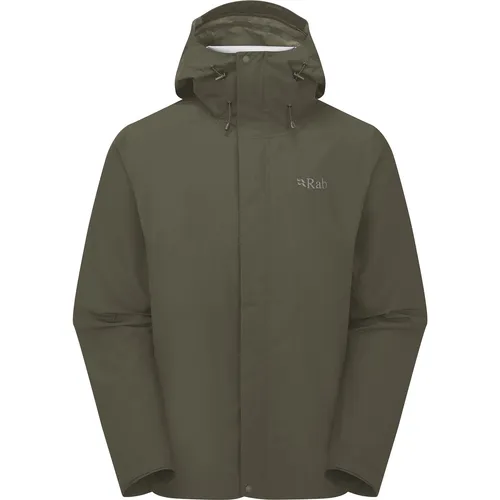 Rab Downpour Jacket army (ARM) XL - Daunenjacke für Männer, wasserdicht mit 20.000 mm Wassersäule und atmungsaktiv, ideal für Outdoor-Abenteuer bei jedem Wetter.