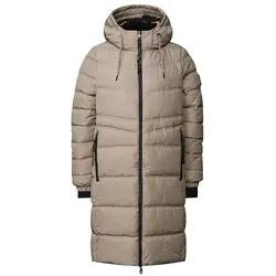Street One Lange Steppjacke für Damen in Smooth Champagne, Größe 42 - Funktionsjacke mit Kapuze und Tunnelzug, ideal für kühle Tage. Praktische seitliche Taschen mit Zipper für sicheren Stauraum.