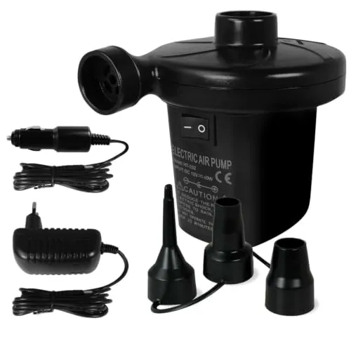 OcioDual Elektrische Luftpumpe, Pumpe Luftmatratze, Elektrische Pumpe für Luftmatratze, Tragbare Luftpumpe, 240V AC, 12V DC, Matratzen-Inflator, Planschbecken, Pool, Camping