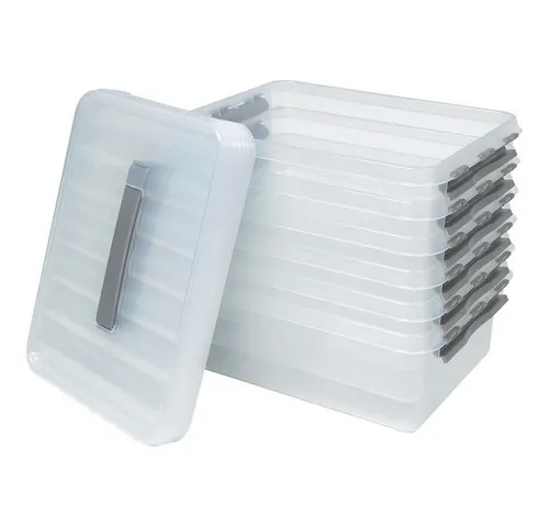 BRB-Lagertechnik Aufbewahrungsbox Set – 6 Stück, 12 Liter - Praktisches Set mit 6 transparenten Aufbewahrungsboxen (12 Liter) für eine hygienische und platzsparende Lagerung. Ideal für Haushalt und Gewerbe, mit stabilen Deckeln und stapelbarer Bauweise.