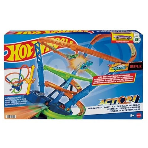 Hot Wheels Action Spiral Rennbahn Tornado HJT51 - Spannende Rennbahn mit spiralförmigen Abfahrten, ideal für actionreiche Rennen und stundenlangen Spielspaß!
