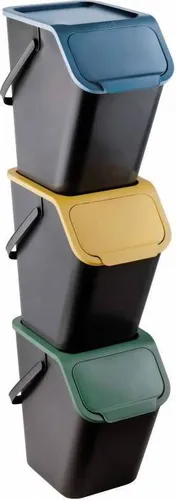 Kątomierz nastawny 350 x 210 mm - Haushaltszubehör mit 3 Fächern für effiziente Mülltrennung, platzsparend und stapelbar, ideal für jede Küche.