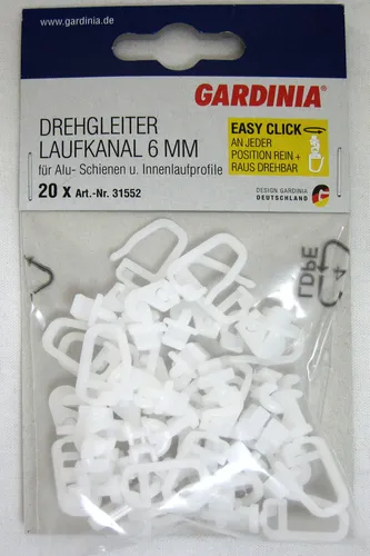 Stück Drehgleiter Weiß Kunststoff für Laufkanal 6 mm 20