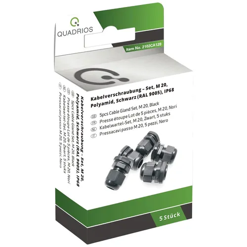 Quadrios 2102CA128 Kabelverschraubung Sortiment M20 PA66 Schwarz 1 Set