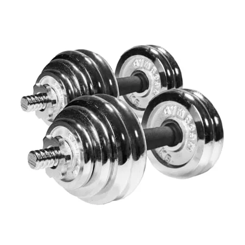 GymBeam Hantelset mit Verbindungsstange für Langhantel Konfiguration 30 kg - Kurzhantel, Langhantel und Hantelscheiben in einem Set, inklusive Gewichte, vielseitiges Krafttrainings