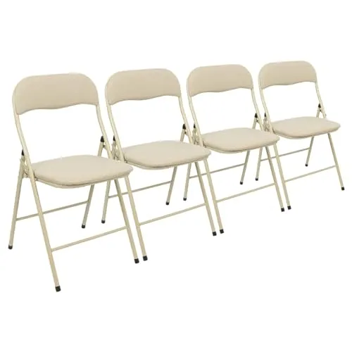 Harbour Housewares 4X Beige Stoff Gepolstert Klappstuhl aus Metalls
