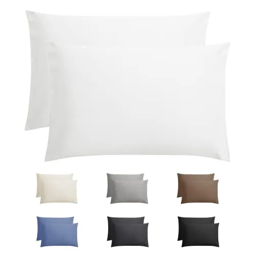 Sleeptime Kissenbezug 60 x 70 Weiß - 2er Set - 100% Baumwolle - Kissenhülle 60x70 - Mit Hotelverlsuss