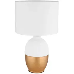 Globo Lighting Tischleuchte Keramik weiß, 1x E14 - Klassische Tischleuchten mit elegantem Design, ovalem Standbein in Weiß und Gold, ideal für individuelle Lichtgestaltung mit E14 Fassung und bis zu 40 Watt.