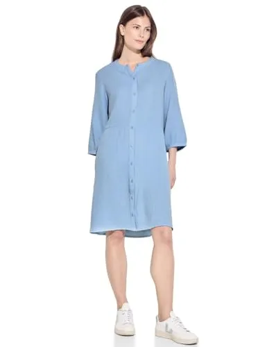 Cecil Damen B143964 Musselin Kleid in Soft Light Blue, XXL in blau von CECIL