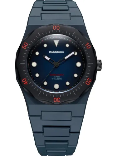 D1 Milano Quarzuhr Herren Analog Quarz - Elegante Herren-Armbanduhr mit analoger Anzeige und robustem Polycarbonat-Gehäuse. Wasserdicht bis 10 bar und in stilvollem Blau – ideal für jeden Anlass.