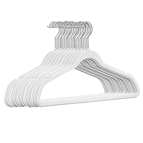 Stück hochwertige Samt Kleiderbügel in der Farbe Weiß mit Silber Haken/Anti-Rutsch/von StickandShine 25