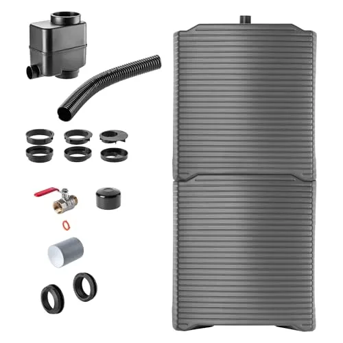 KADAX Regentonne, Modulregenwassertank für Garten, Wetterbeständiger Regenfass 126 Liter, Wassersammler, Regenbehälter aus Kunststoff, Wasserfass (2X Anthrazit + Sammler Set A)